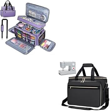Anitor Black Sewing Machine Case, Purple Double Layer Sewing bag organizer