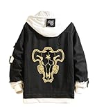 WANHONGYUE Anime Black Clover Hoodie Denim Jacket Unisex Ripped Jean Coat Cosplay Pullover Hooded Sweatshirt Black/6 4XL