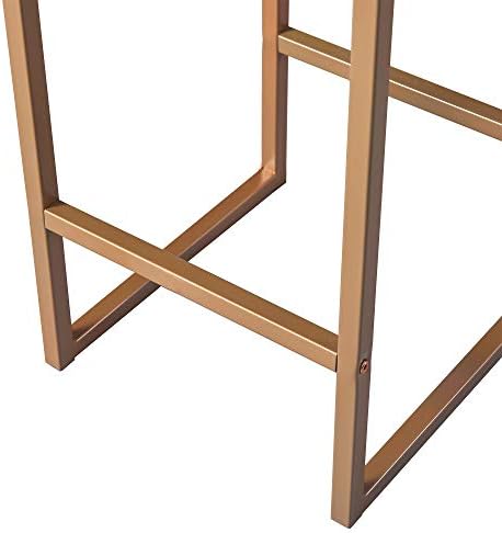 Teamson Home Breakfast Dining Set, Bar Table & 2 Padded Stool Chairs & Storage, Metal, Brass Finish/Faux Marble Shelf, 106.68x59.69x91.44