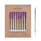 PHD CAKE 24-Count Silver, Purple, Gold Long Thin Birthday Candles for Cake Party, Anniversary Cake Candles, Weddings Cake Decorations, Baby Shower
