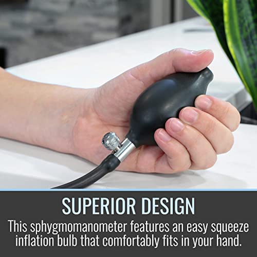 Mabis Precision Series Aneroid Sphygmomanometer Manual Blood Pressure Set With Calibratrated Nylon Cuff And Carrying Case, Thigh, Latex Free #TOP1