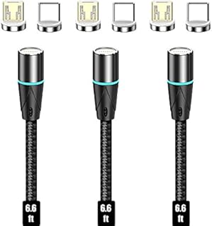 N. NETDOT Gen12 Micro-USB and USB-C [6.6ft,3 Pack Black] Magnetic Fast Charging Data Transfer Cable Compatible with Android Device