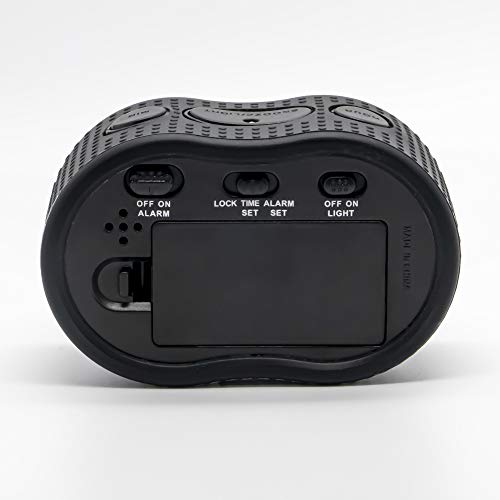 Image of Timelink Smartlight Rubber Alarm Clock with Automatic Night Light and Large Display - Easy-to-Use Digital Alarm with Snooze, Soft Rubber Case, Battery Operated, for Kids and Adults (Black)