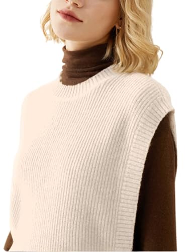 Image of Kwoki Women's Round Neck Sweater Vests Casual Loose Sleeveless High Low Hem Ribbed Knit Vest Top Trendy