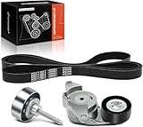 A-Premium Engine Serpentine Belt Drive Kit w/Tensioner & Idler Compatible with Chevrolet, GMC, Buick, Cadillac, Saab & Saturn Cars - Traverse 2009-2012, Acadia 2007-2012, Enclave, SRX, XTS - 2.8L 3.6L
