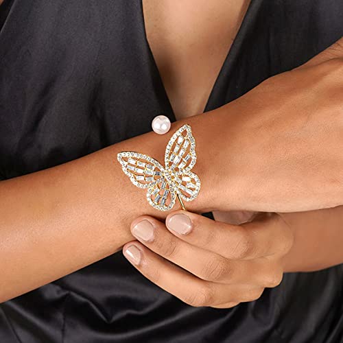Stone Studded Butterfly Cuff Bracelet