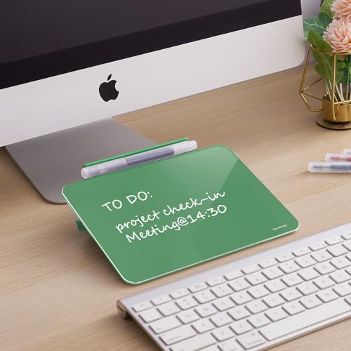 Image of TSJ OFFICE Small Desktop Whiteboard - Glass Dry Erase Board 8 X 6 Inches Tabletop Easel Whiteboard with Stand, Desk Board Buddy for Artist, Teacher and Student