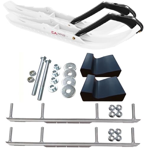C&A Pro White TMX Snowmobile Skis w/ 9