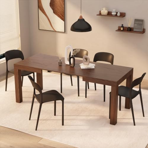 MOBILI FIVER, First ausziehbarer Tisch, 120(200) x80 cm, Nussbaum Canaletto, Made In Italy