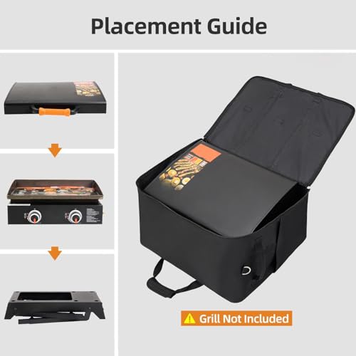 NOELIFE Carry Bag for Blackstone 22 inch Griddle & 17 inch Grill with Hood on Stand, Reinforced Hardware & Rip-Proof Heavy Duty Fabric, Outdoor Tabletop Grill Carrying Case, Black (Bag Only) by NOELIFE - Image 2