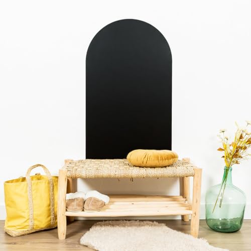 FERFLEX - Kit papier peint magnétique arrondi - Version Adhésif Permanent - Ardoise effacable - Deco murale - 8 aimants argentés inclus - 1mx58cm