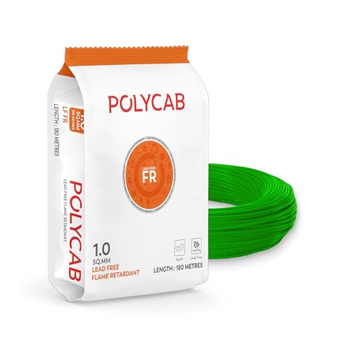 Polycab LF FR 180M coil | 1 SQ MM | Flame Retardant technology | Lead free insulation | 99.97% high purity copper | Rodent protection | RoHS & REACH c