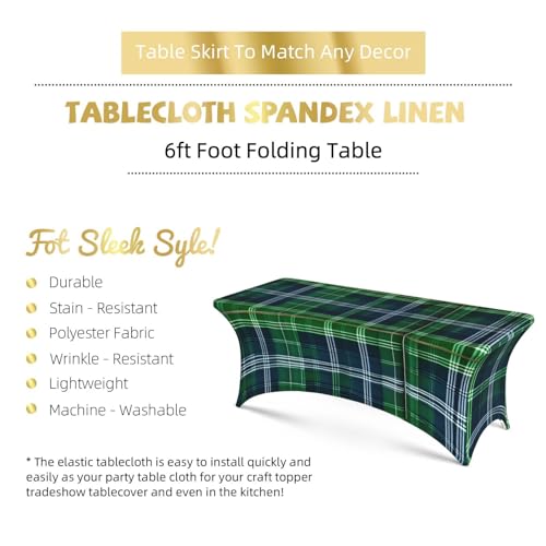 Nappe de table élasthanne extensible bleu écossais pour buffet 1,8 m - 6