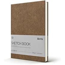 Arrtx Premium A5 Sketchbook, 96 Pages 230 GSM 50% Cotton Acid-Free Paper | Hardcover Art Sketch Book | 8.3 x 5.9 Inch Thick Drawing Pad for Watercolor, Ink, Pencil