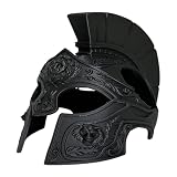 Roman Warrior Cat Helmet Pet Costume Hat, Lightweight Plastic Soldier Armor Accessory for Kittens, Funny Pet Dress-Up Headwear for Halloween Party and Photo Shoots (Black)