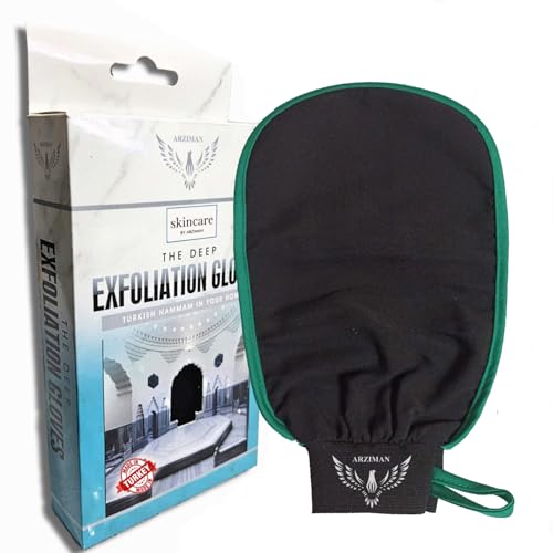 Arziman Exfoliating glove & Mitt (1pc) – 100% Vegan Viscose Traditional Turkish silkify Hammam Kessa for Man & Woman Spa Washcloth Body Scrub Skincare –Tan Removal