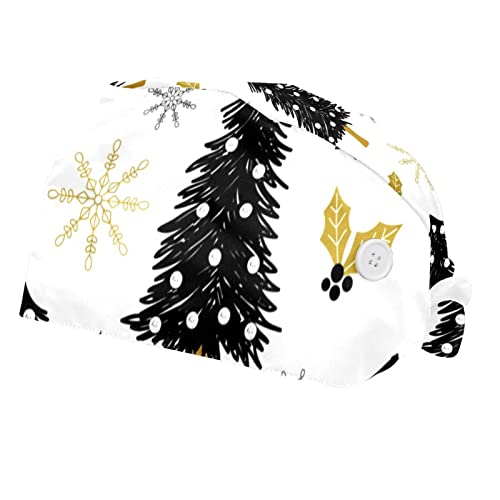 Chapeaux de Travail Noël Chapeau Unisexe Imprimé Flocon 2 Pcs