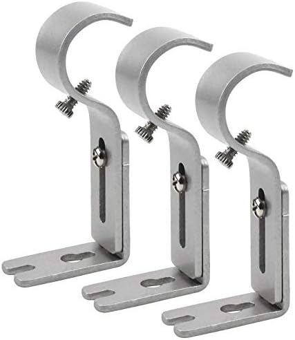 6 Pack Curtain Pole Bracket, Adjustable Metal Curtain Wall Holder, Heavy Duty Curtain Rail Brackets, Curtain Rod Support Brackets with Screws for Curtain Wall Bracket (Black)