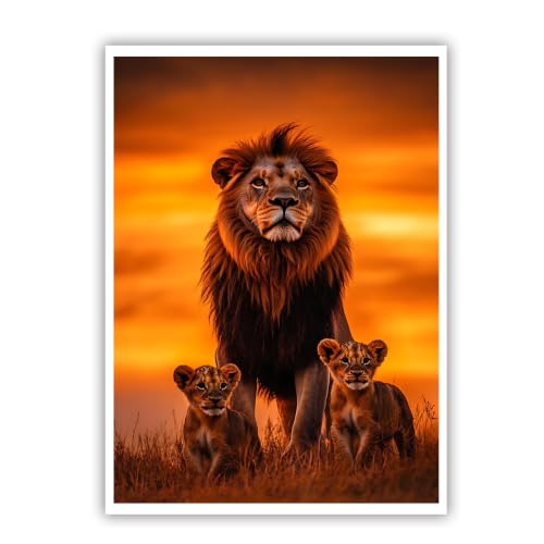 Affiche lion savane africaine CHERHERART pour raviver un mur de salon vide 55x85cm sans cadre