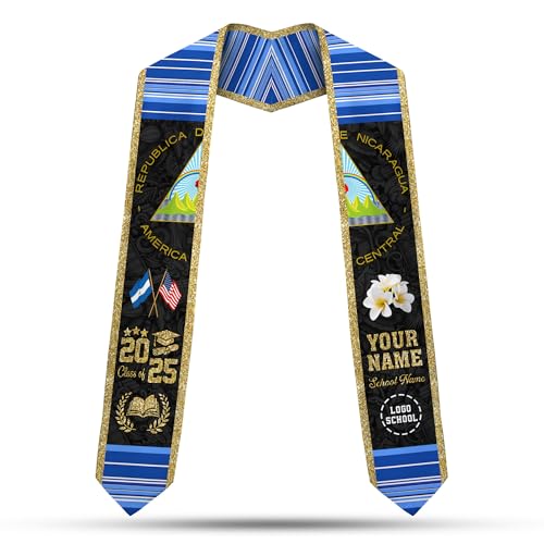 MonkeyVan Personalized Nicaragua Graduation Stole Sash 2025, Custom Nicaraguan Graduation Sash, Congratulation Gifts 2025 Nicaragua9