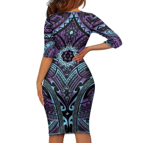 Polynesian Puletasi Samoan Traditional Matching Couples Womens Bodycon Pencil Dress Hawaiian Dress Shirt3