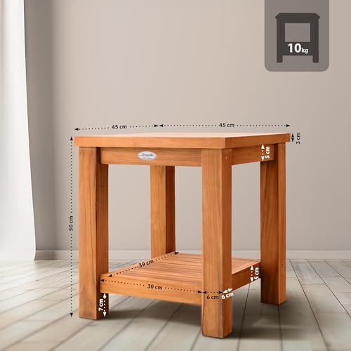 Table en Teck pour Le Jardin Keaton CLP Meuble Appoint Terrasse - 4
