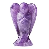 Schutzengel Geschenke Violett Kristall Engel Statue Heilkristall Edelstein Poliert Stein Statue Reiki Engel Schutzengel Statue, persönlicher Schutzpartner, Schreibtisch Dekoration Geschenke