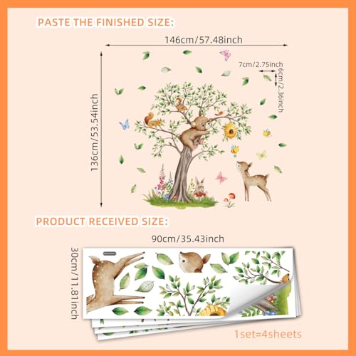 Vinilos Decorativos Bosque con Árbol y Animales 57.48x53.54 pulg miniatura 2