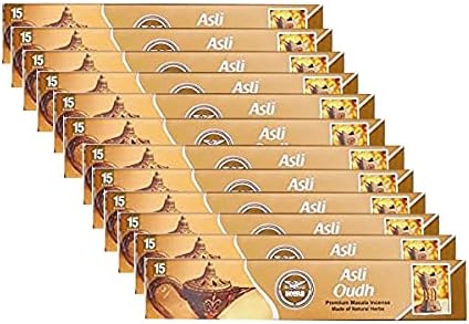 Heera Agarbatti Oudh 15stk (Pack of 12) โ Natural Air Freshener โ Promotes Calmness โ Soothing Fragrance โ Premium Indian Aroma Incense Stick for Pooja, Yoga, Aromatherapy, Room Freshener, Meditation