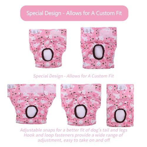 Image of CuteBone Dog Diapers Female Washable Small Medium Large 3 Pack Reusable Doggie Diapers Puppy Period Pants for Doggy Heat Cycle Peeing