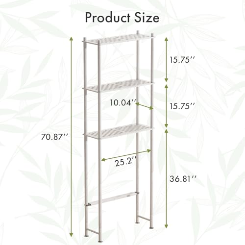 AmazerBath Bamboo Over The Toilet Storage Shelf, Over Toilet Bathroom Organizer Rack, 3-Tier Bathroom Shelves Over Toilet, Space Saver, White