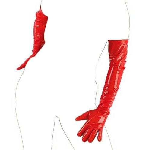 Lange Lack Handschuhe rot