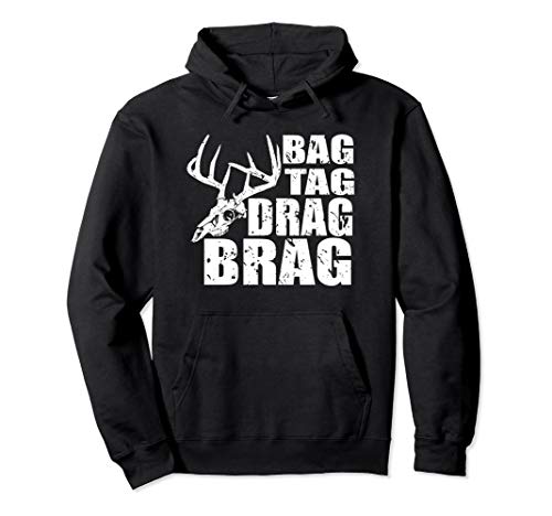 Bag Tag Drag Brag Deer Hunter Skull Distressed Graphic Pullover ...