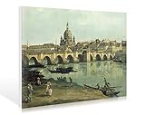  Leinwandbild Giovanni Antonio Canaletto - Dresden vom rechten Elbufer - 90 x 60cm - Premiumqualität - Dresden, Vedute, Stadtansicht, Städte, Fluss, Elbe, Brücke, Architektur, Deu.. - MADE IN GERMANY - ART-GALERIE-SHOPde