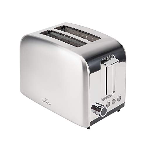 Karaca Inox Toaster, 850 W, 7 verschiedene Frittierstufen, toaster 2 scheiben, grill elektrisch, brötchen zum aufbacken…