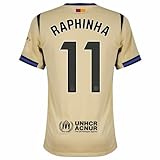 Raphinha #11 Home 25/26 Soccer Jersey for Men Fan Version (US, Alpha, X-Large, Regular, Regular, Beige)