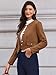Allegra K Faux Suede Jacket for Women Collarless Long Sleeve Trendy Outerwear Button Down Vintage Casual Cropped Jackets Medium Brown