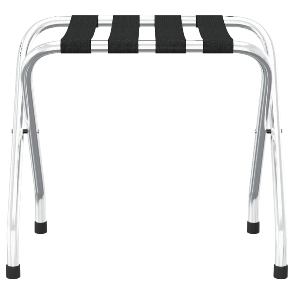 vidaXL Soporte para Maletas Taburete Equipaje Hoteles Almacenamiento Dormitorio Habitación Posadas Hostales Negro y Plateado 56x40x49 cm