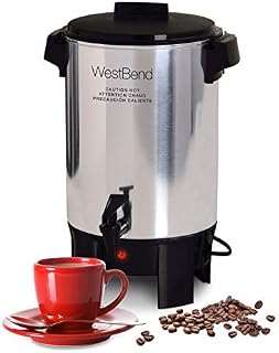 West Bend 58030 Highly Polished Aluminum Party Perk Coffee Urn Features Automatic Temperature
