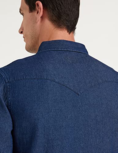 Image of Amazon Brand - Symbol Men's Cotton Slim Fit Denim Shirt | Casual | Plain | Full Sleeve | Summer (Available in Plus Sizes)