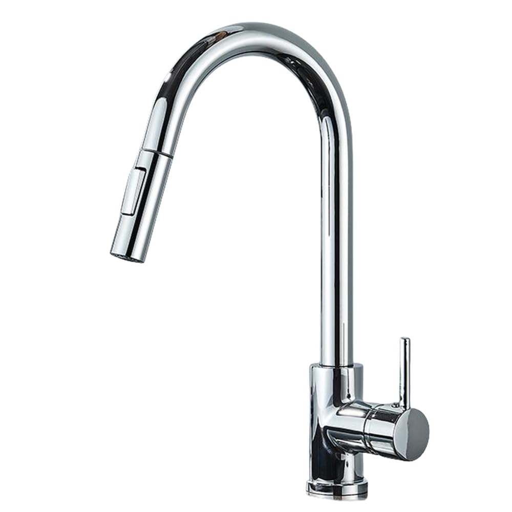 Robinet d'évier de cuisine extractible en or brossé pour îlot central moderne