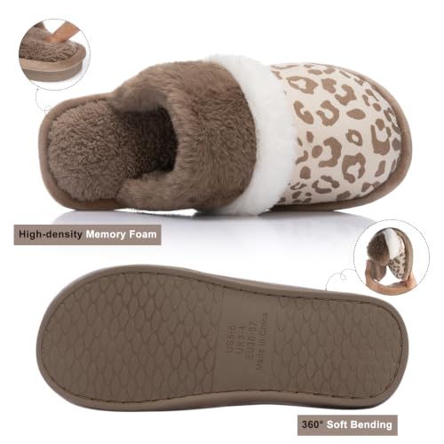 Image of GOEWY Cozy Slippers for Women Indoor and Outdoor Fuzzy House Shoes with Memory Foam Anti-Skid Sole Gifts for Women Mom Ladies