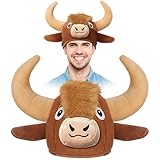 Shihanee Highland Cow Head Plush Hat Highland Cow Gift for Women Animal Headwear Party Supplies Costume Animal Hat Gifts for Women Photo Booth Prop Dress up Accessory