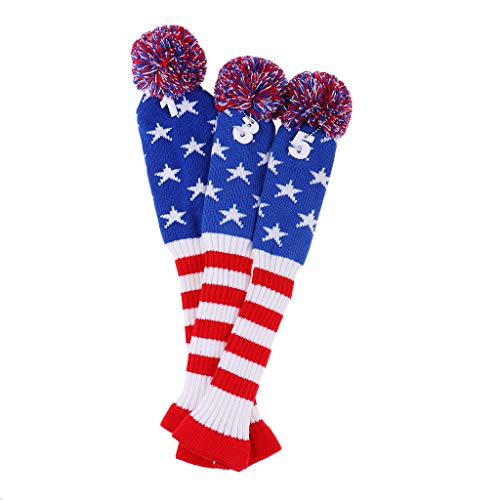 YIJU 3 Peças de Golfe Pom Pom para Cabeça Capa de Malha para Motorista Fairway Capas de Madeira