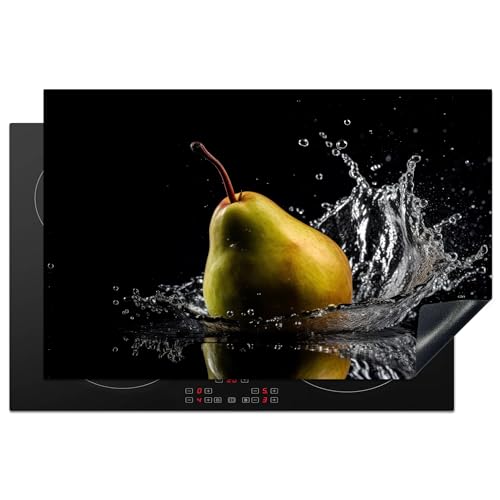 KitchenYeah© Cubre Vitrocerámica - Protector Vitroceramica Induccion 80x52 cm - Tapa Vitroceramica - Protector de Vitroceramica Pera - Fruta - Agua - Negro