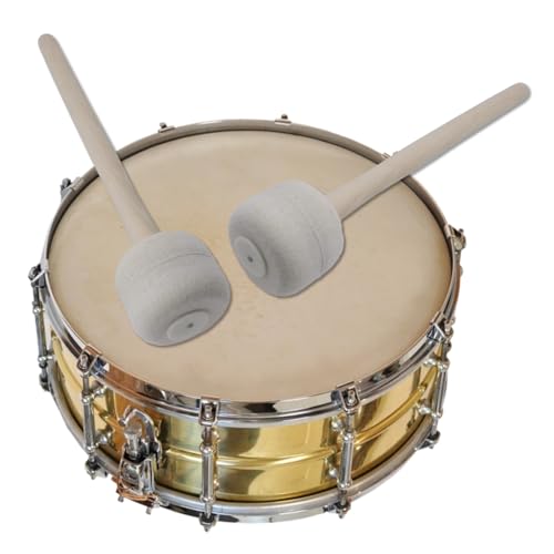 CashBeat 2Pcs 13\" Wool Felt Drum Mallets, Anti-Slip Bass Percussion Sticks, Snare Drum Beater Accessories for Drummers, Band Musicians, Beige