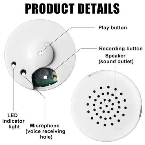 2 Stück Diktiergerät für Stofftiere, 60 Sekunden Aufnahme Soundmodul für Teddybär, Soundmodul Bespielbar, Diktiergerät Spielzeug für Personalisierte Aufnahme, DIY-Geschenke