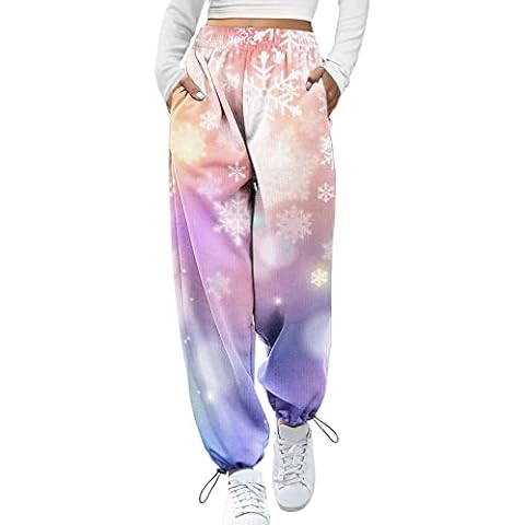 Xmas Snowflake Printed Sweatpants with Pockets Cover
