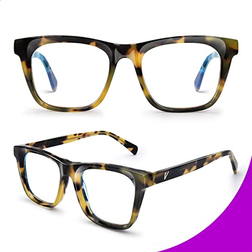 Image of VISOONE Square Blue Light Blocking Glasses TR90 Clear Lens for Women Men BONA