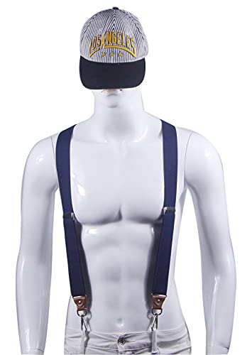 Image of Mens Suspenders with 3 Swivel Hooks Belt Loops 1.4 Inch Wide Heavy Duty Adjustable Braces